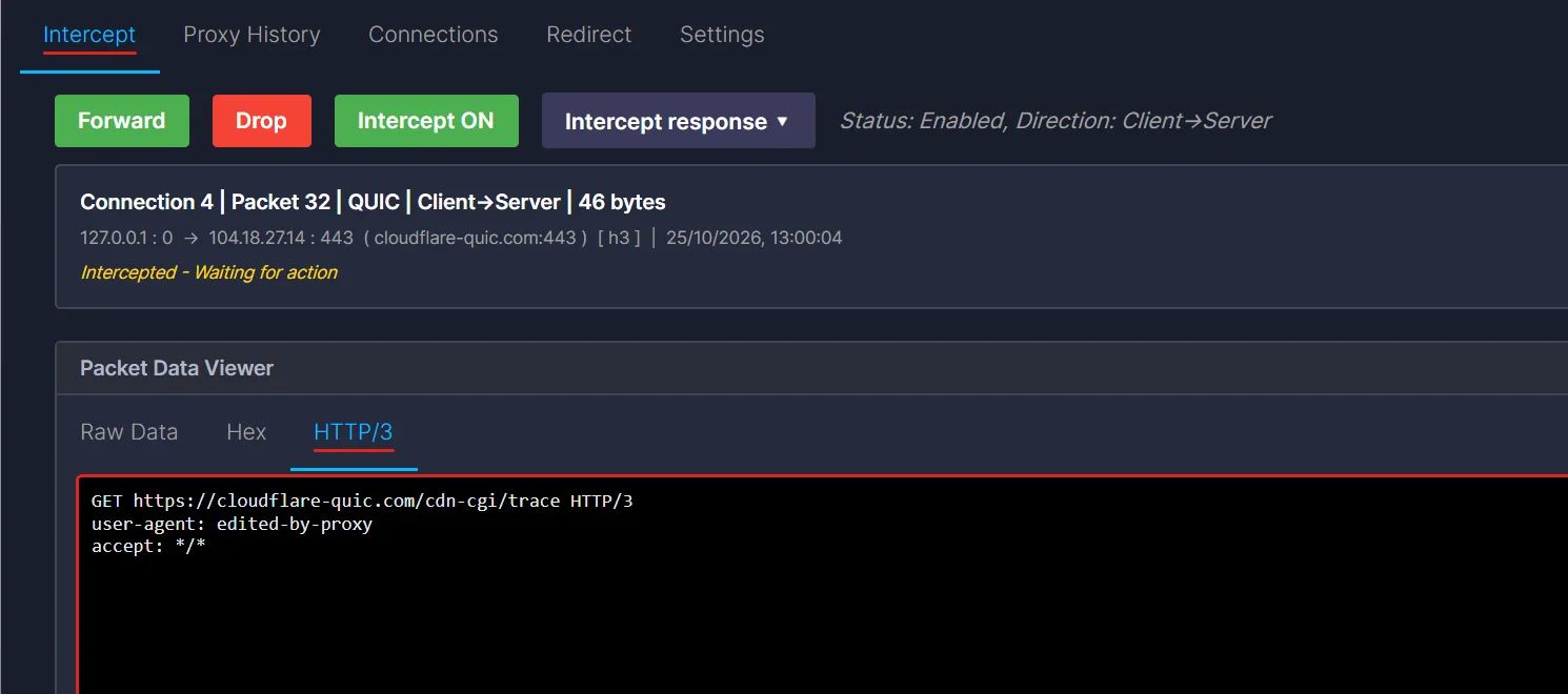 The same request with the user-agent header changed to edited-by-proxy